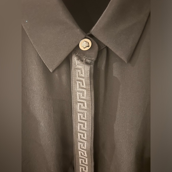 Versace NWOT Silk Blend Greek Key Button Down Shirt - Picture 2 of 2